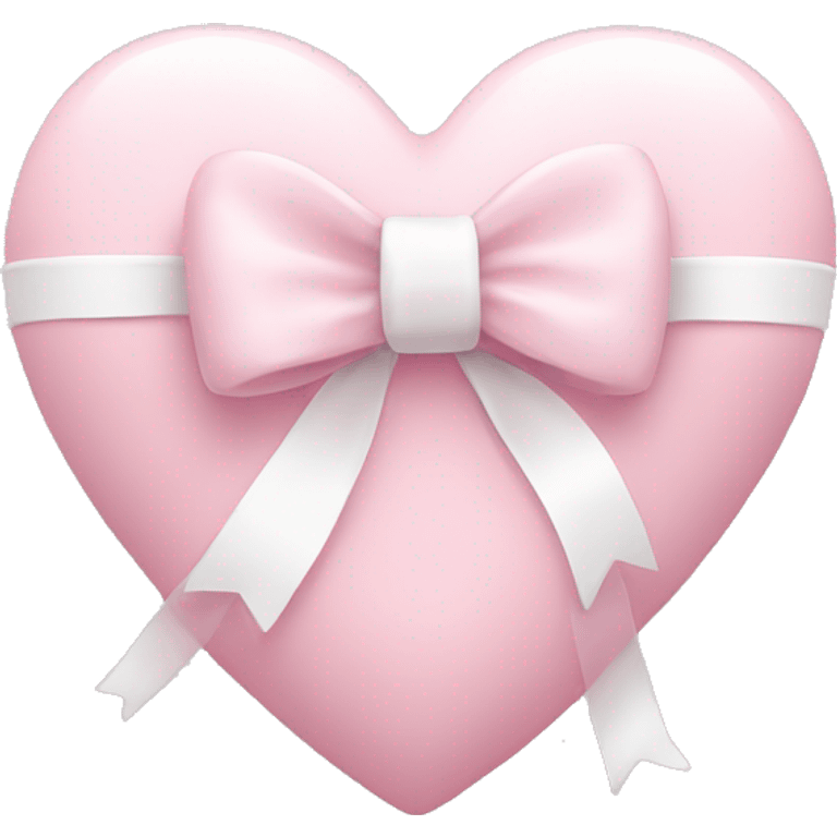 Pastel pink heart with white bow emoji