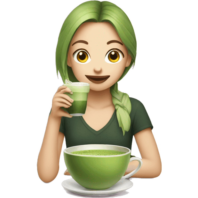 Girl drinking Matcha  emoji