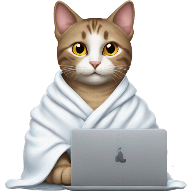 cat with robe and a macbook emoji