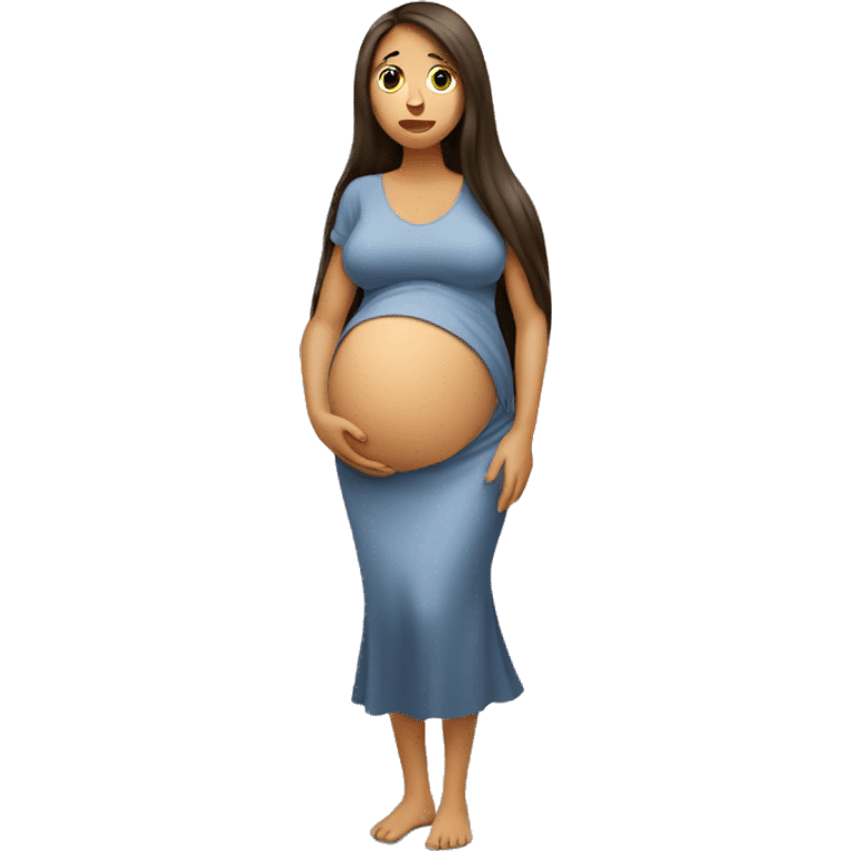 Pregnant women hungry with long hair emoji