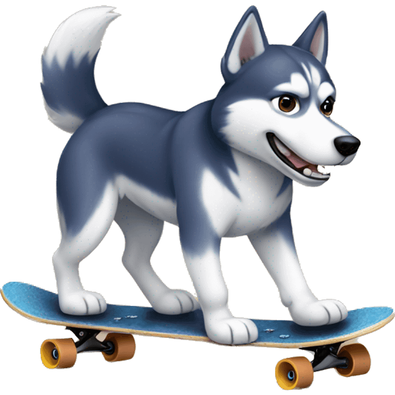 Husky riding skateboard emoji