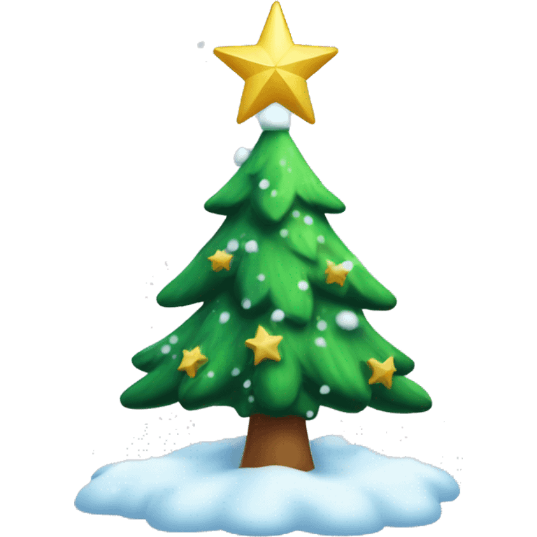 christmas tree with snow and a star on top emoji