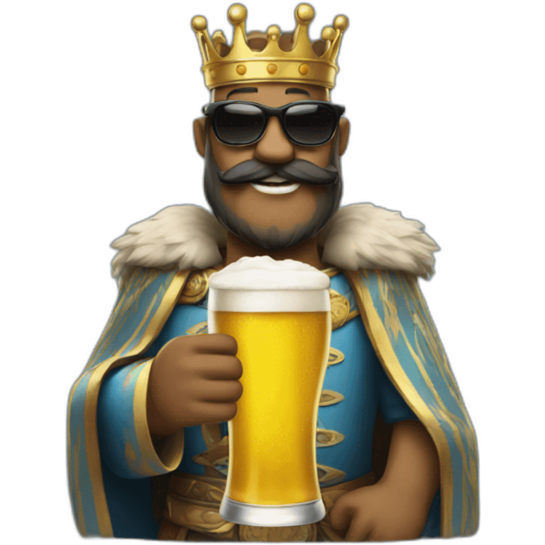 King with a beer and sunglasses emoji