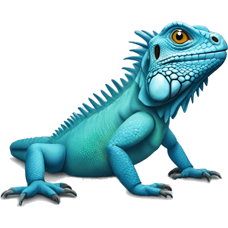 realistic crawling blue iguana  emoji