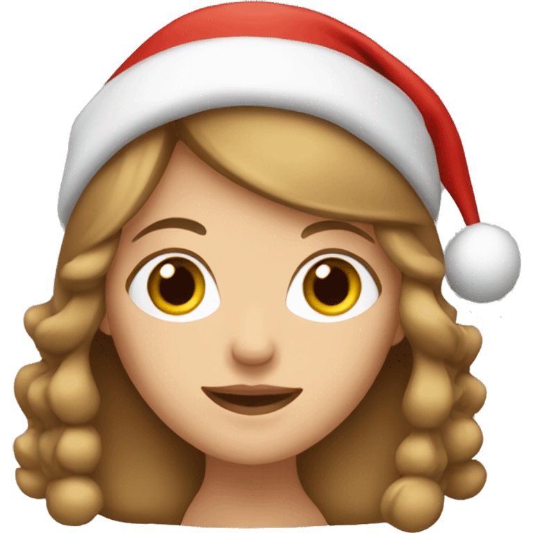 Light brown hair girl in Christmas hat emoji