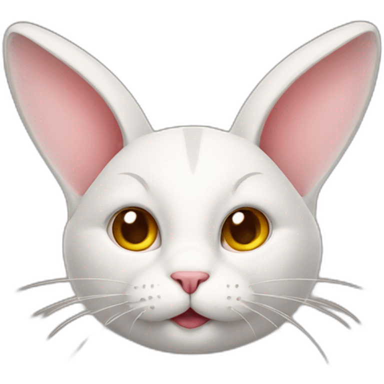 cat mixed with a bunny with an apple emoji