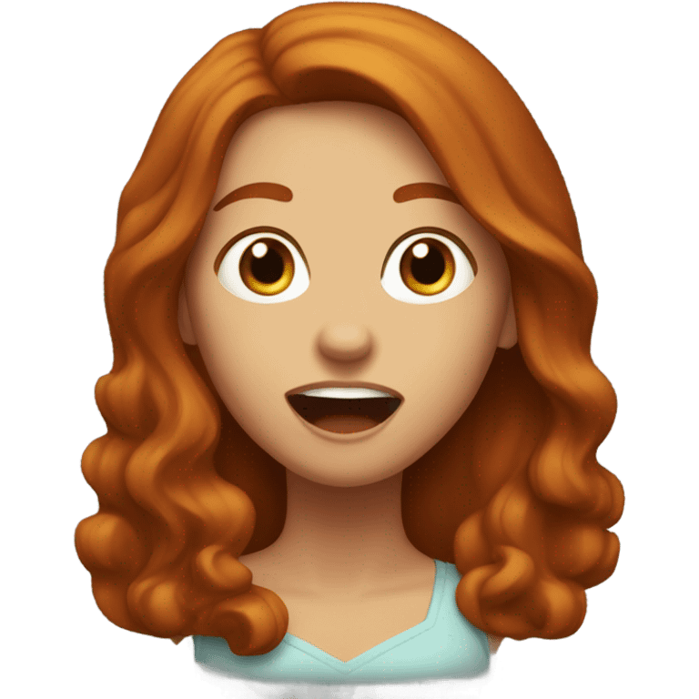 Girl with long auburn hair,  omg jaw open emoji