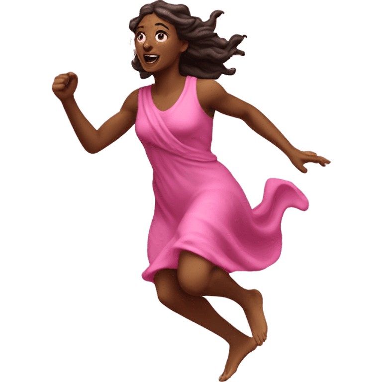 pink Pagan spring goddess sprinting, with a large stride and arms outstretched emoji