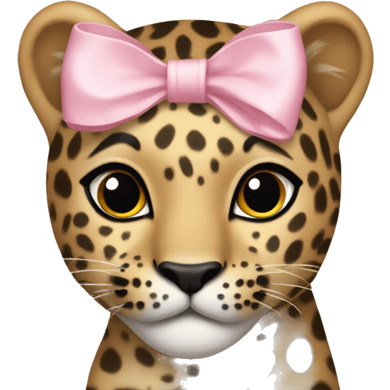 leopard with light pink bow on head emoji