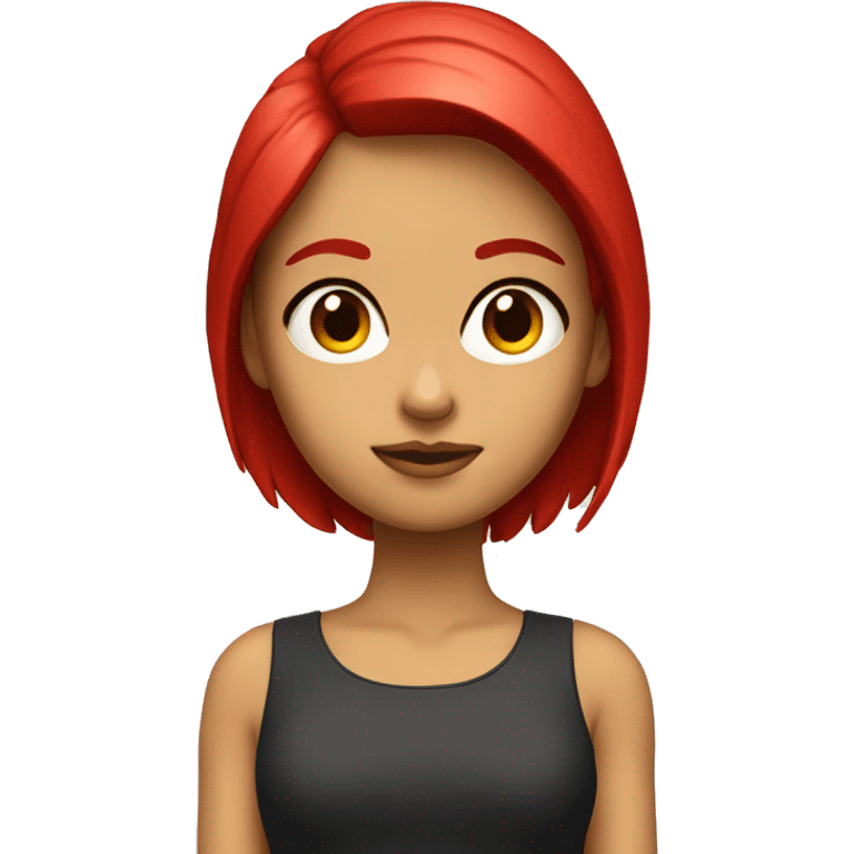 Chica con pelo rojo y lacio, cara  emoji