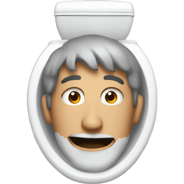 Crazy man looking out of toilet emoji