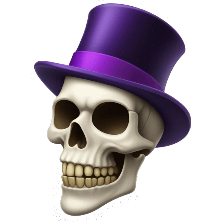 A skull wearing a top hat with purple lipstick  emoji