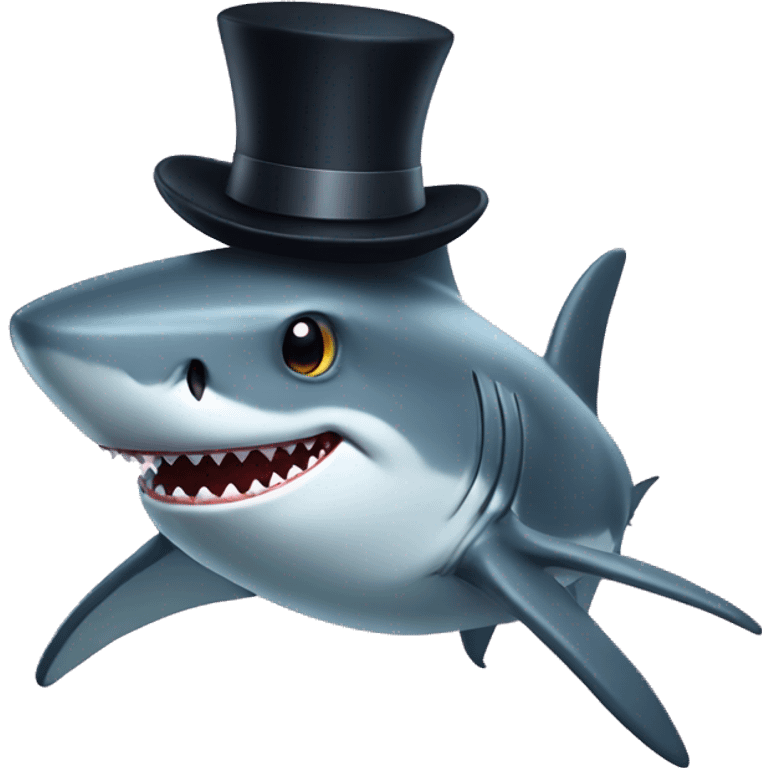 Shark with a top hat emoji