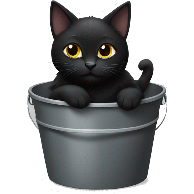 Black cat sitting on a bucket emoji