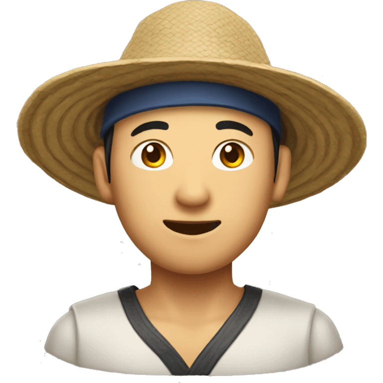 Chinese man wearing rice picker hat  emoji