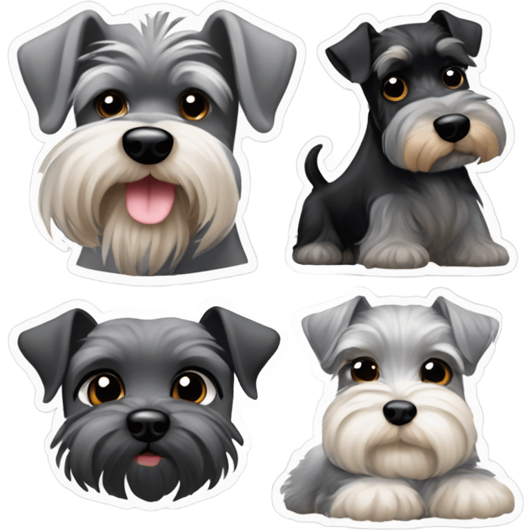 gray and black mini schnauzer with another mini schnauzer and yorkie emoji