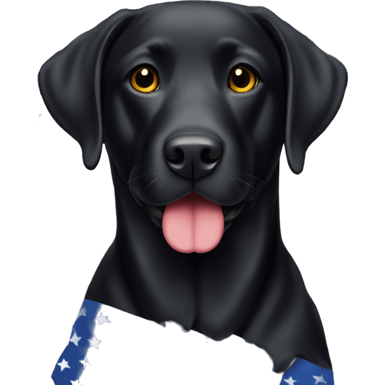 Black Labrador with American flag emoji