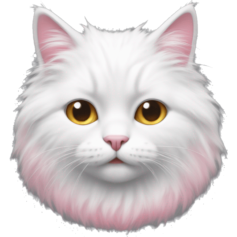 White fluffy cat with pink tipped fur  emoji