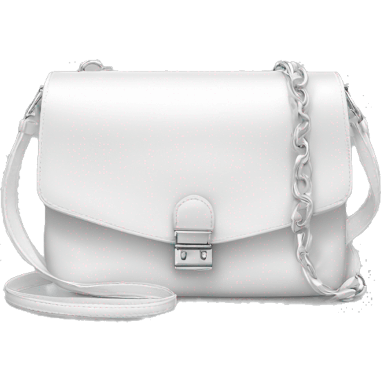 all white silky shoulder bag, with white strap emoji