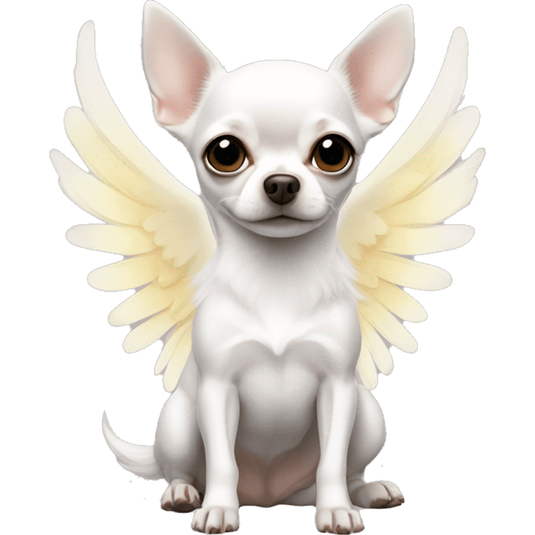 White Chihuahua with angel wings emoji