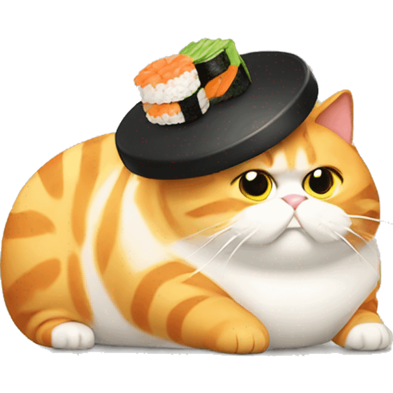 fat cat wearing sushi as a hat emoji