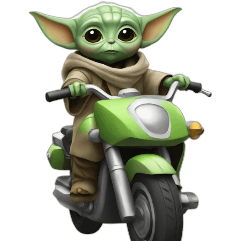 baby yoda riding a motorcycle emoji