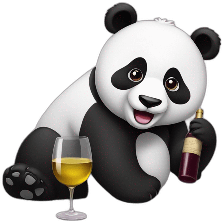 Panda bear with wine emoji