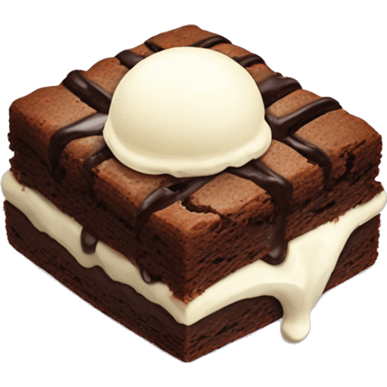 Brownie with vanilla ice cream on top emoji