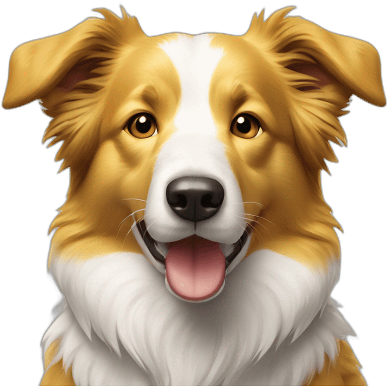 cachorro border collie amarelo e branco emoji