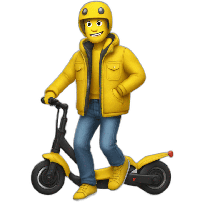 trottinette homme chauve gilet jaune emoji