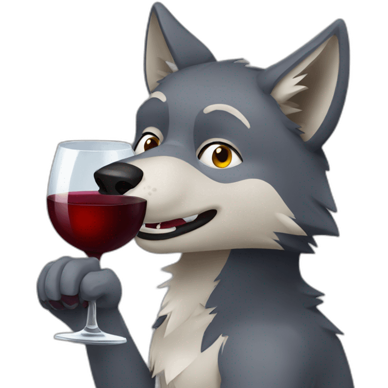 wolf drinking red wine emoji