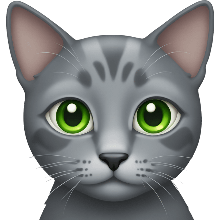 Grey cat with green eyes emoji