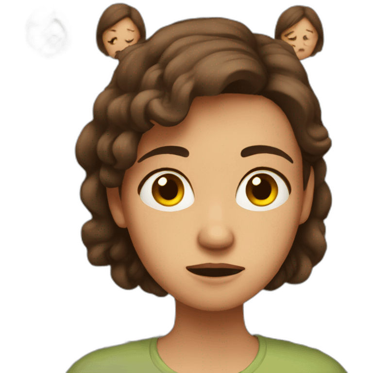 worried, brown hair women emoji