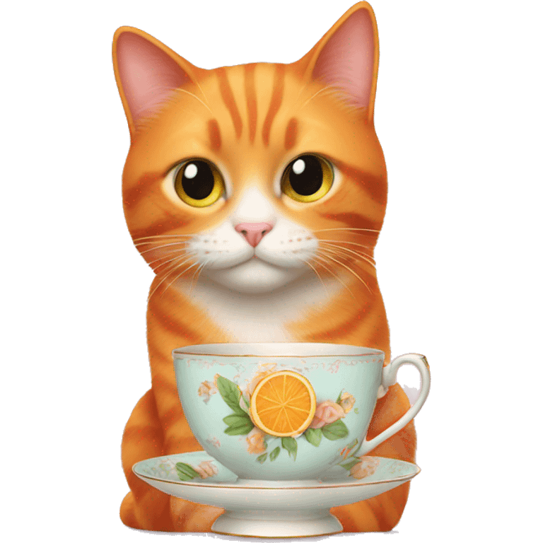 Orange cat at tea party emoji