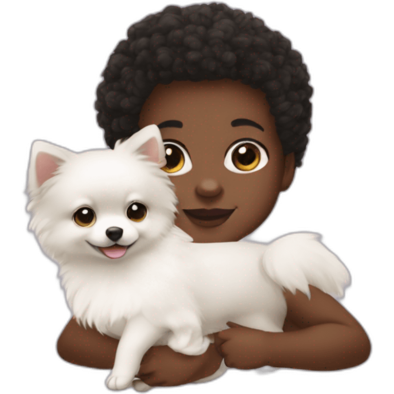 black baby with a white pomerania emoji