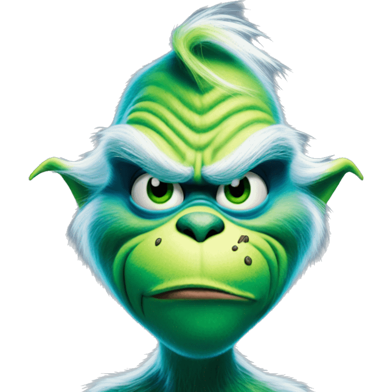 The grinch but blue looking mischievous  emoji