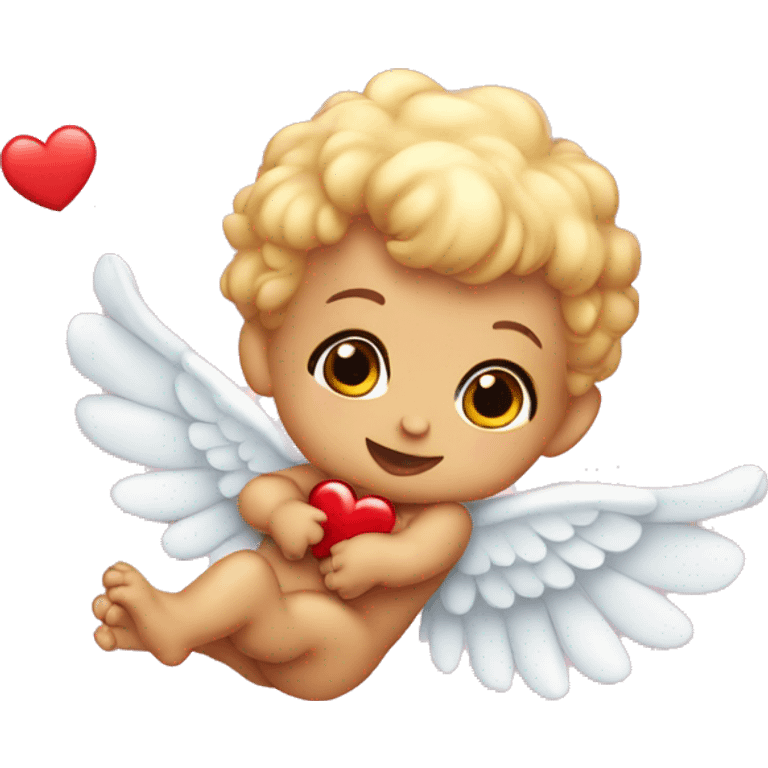 Baby Cupid flying with heart bow emoji