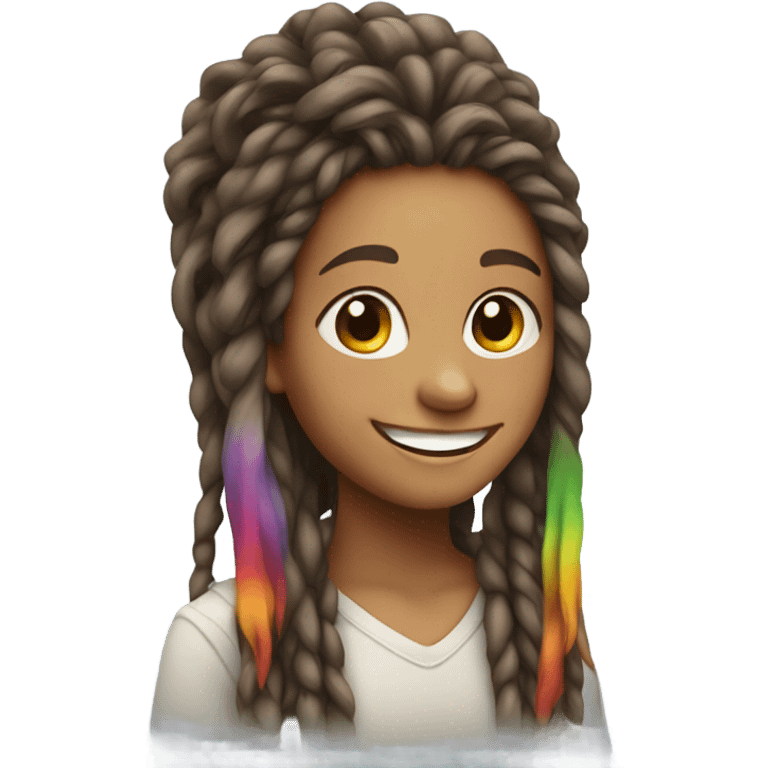 smiling girl with dreadlocks emoji