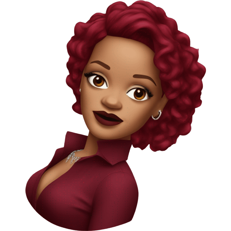 realistic singer Rihanna in a burgundy dress emoji