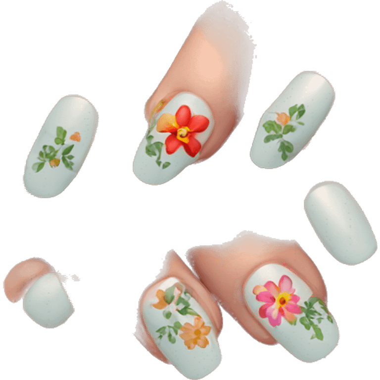 Nails with flower design emoji