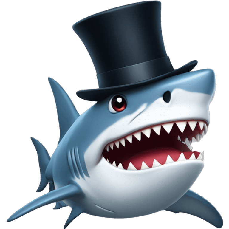 Shark with a top hat emoji