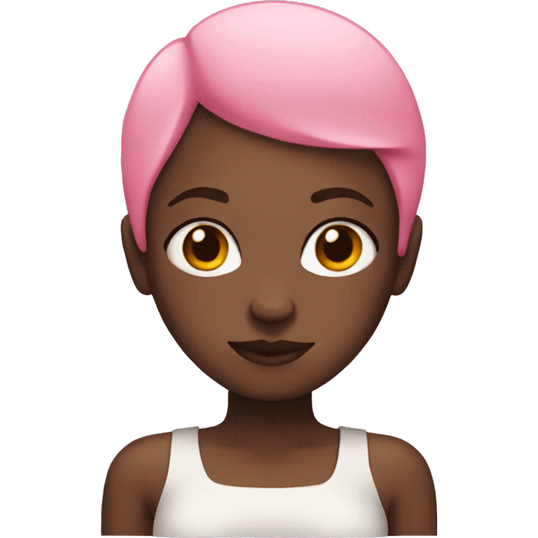 black girl with bald and pink hair shrug emoji