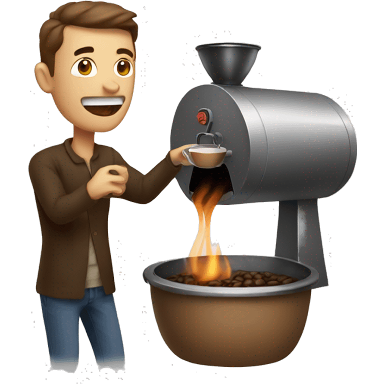 man roasting coffee emoji