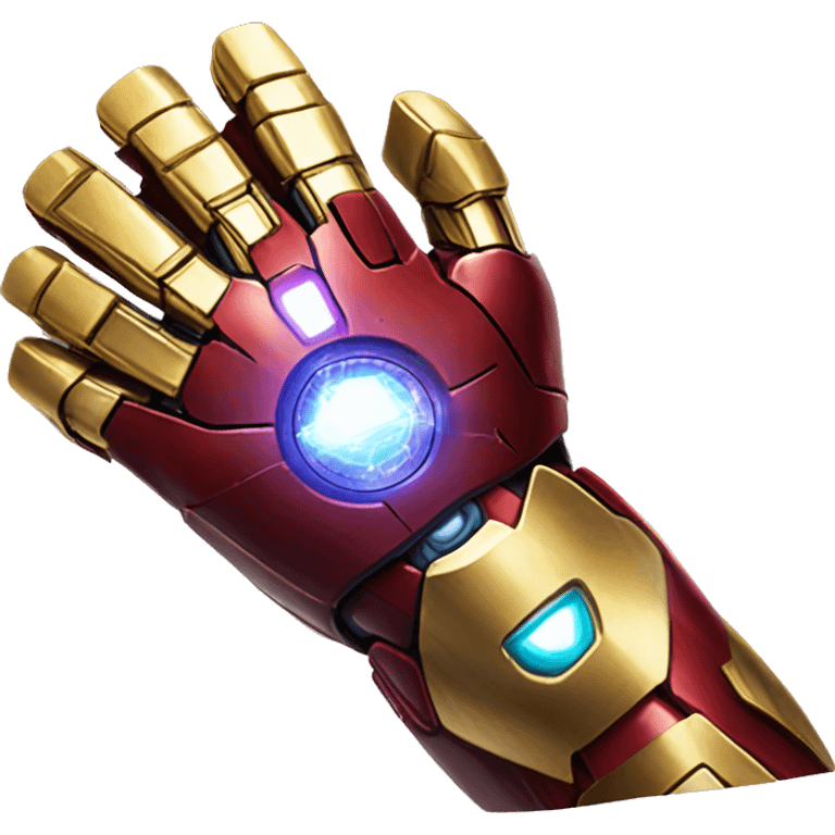 Iron man gauntlet wih infinity stone in snap pose all infinity stones on gauntlet with energy pass in gauntlet emoji