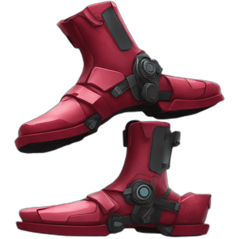 futuristic Autonomous Combat colored crimson armored boots emoji