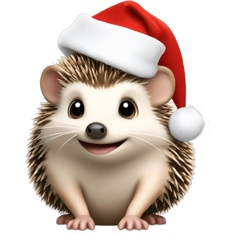 Hedgehog wearing a santa hat emoji