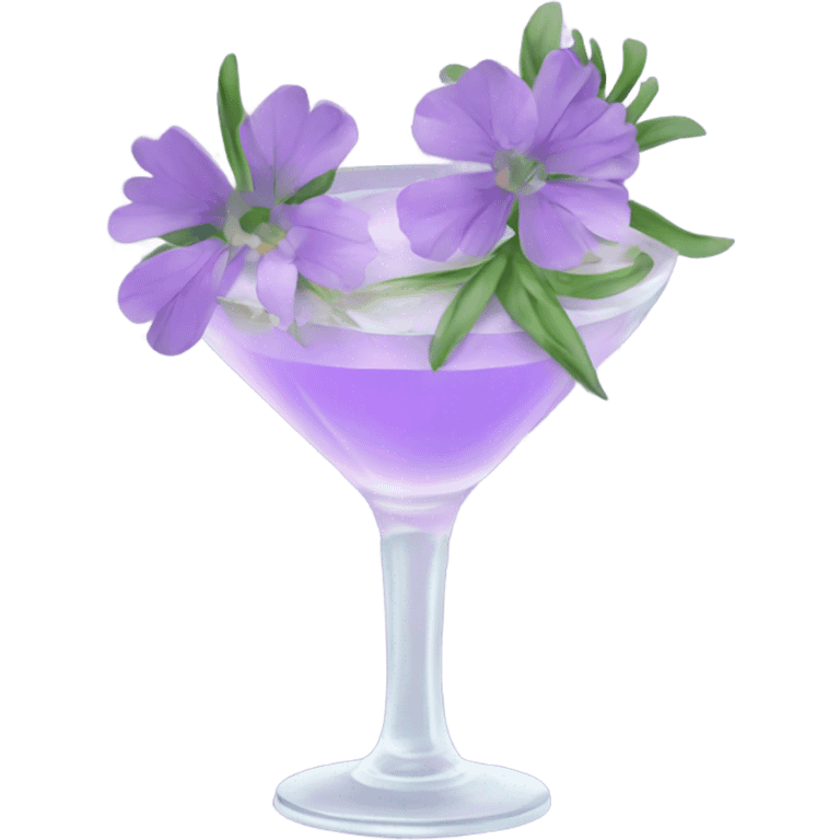 Cocktail with light purple flowers emoji