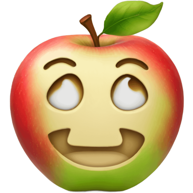 apple with a face emoji