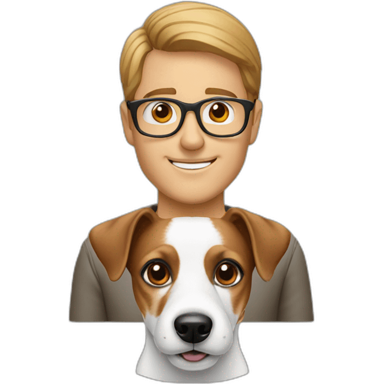 man with glasses with jack russell terrier dog emoji