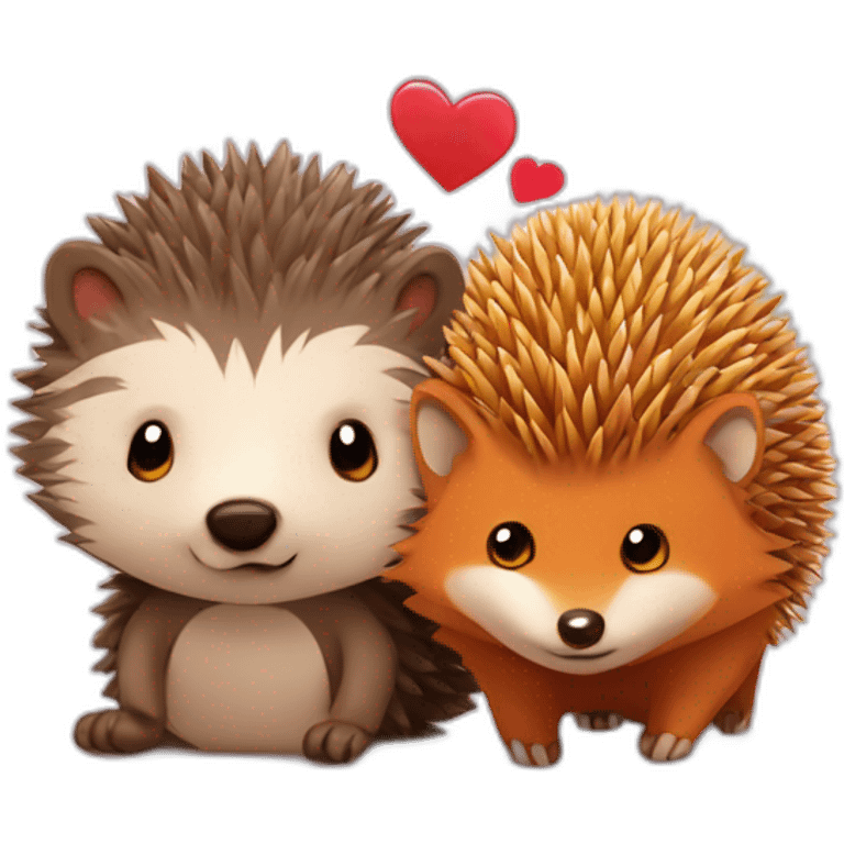 Hedgehog fall in love with fox emoji